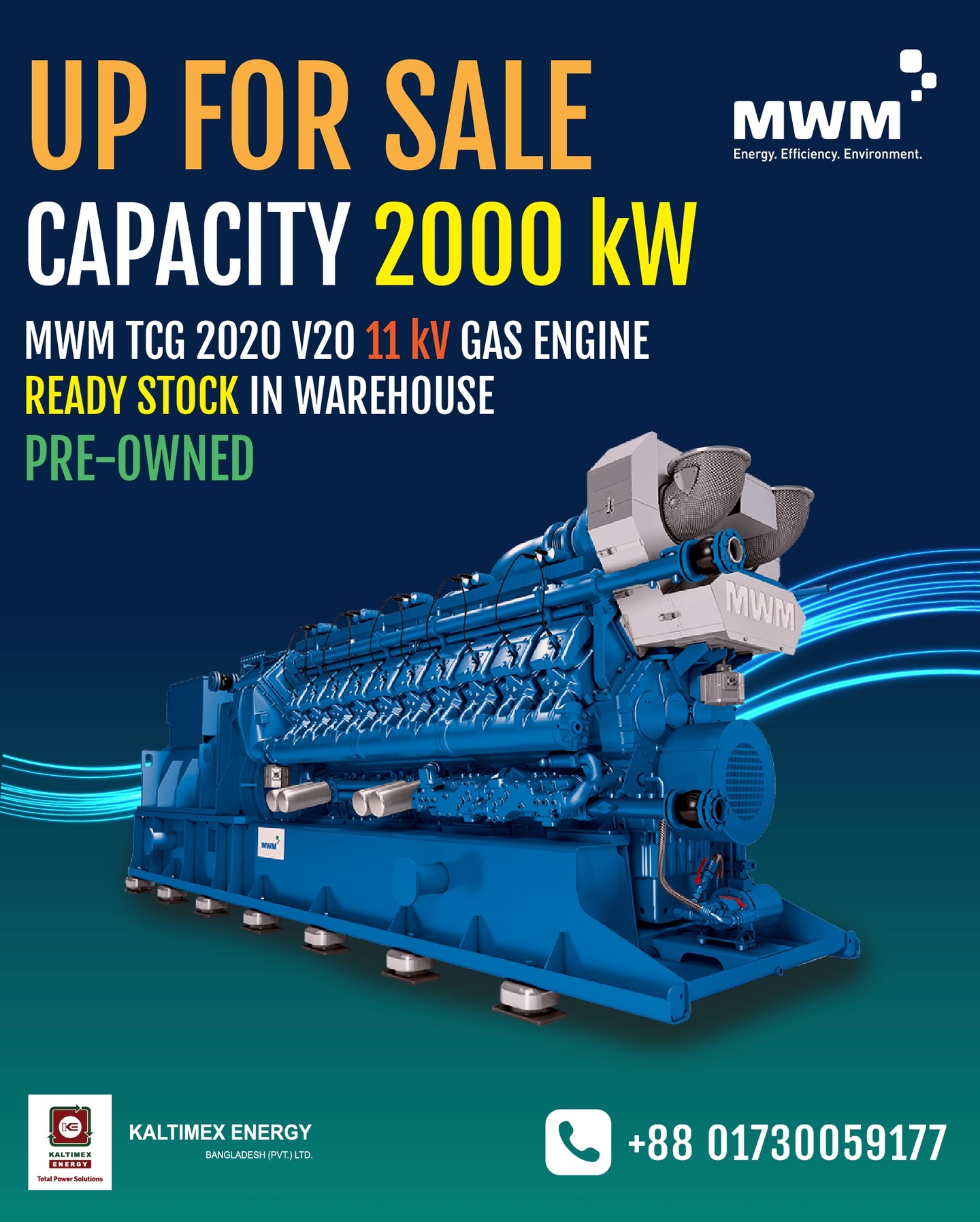 🔥 𝗛𝗨𝗚𝗘 𝗣𝗢𝗪𝗘𝗥 𝗔𝗟𝗘𝗥𝗧: 𝗠𝗪𝗠 𝗧𝗖𝗚 𝟮𝟬𝟮𝟬 𝗩𝟮𝟬 𝟭𝟭 𝗸𝗩 GAS ENGINE NOW FOR SALE! 🔥

Are you looking for world-class reliability to fuel your operations? We have a powerhouse ready to go! This 𝗠𝗪𝗠 𝗧𝗖𝗚 𝟮𝟬𝟮𝟬 𝗩𝟮𝟬 is the gold standard in efficiency, and it’s waiting for its next mission.

🚀 𝗧𝗛𝗘 𝗣𝗢𝗪𝗘𝗥 𝗣𝗨𝗡𝗖𝗛:
• ⚡ Massive Capacity: 2,000 kW of pure, high-performance power.
• ✅ Condition: Pre-owned & meticulously maintained.
• ⏳ Total Running Hours: 15,369
• 📦 Status: READY STOCK! 
• 📍 Location: Currently sitting in our Dhaka Warehouse—available for immediate inspection!

🛠️ 𝗧𝗛𝗘 𝗙𝗨𝗟𝗟 𝗣𝗔𝗖𝗞𝗔𝗚𝗘 (𝗢𝗻𝗹𝘆 𝘄𝗶𝘁𝗵 𝗞𝗘𝗕𝗗):
We don’t just hand you the keys; we ensure you’re up and running. When you buy through KEBD, your purchase includes:
• 🏗️ Turnkey Installation: Professional setup by our expert engineering team.
• ⚙️ The "KEBD Guarantee": Seamless integration into your power grid.

🚨 𝗗𝗢𝗡'𝗧 𝗠𝗜𝗦𝗦 𝗢𝗨𝗧!
Power solutions this robust don’t stay in the warehouse for long. Whether you're upgrading your factory or securing backup for your facility, this is the unit you've been waiting for.

📞 Contact KEBD today to book a viewing or get a custom quote!

𝗛𝗼𝘁𝗹𝗶𝗻𝗲:
+88 01730059177, +88 01714110997, +88 01766675292, +88 01730059174

𝗘𝗺𝗮𝗶𝗹: sales@kaltimexbangla.com.bd
𝘄𝘄𝘄.𝗸𝗮𝗹𝘁𝗶𝗺𝗲𝘅𝗯𝗮𝗻𝗴𝗹𝗮.𝗰𝗼𝗺.𝗯𝗱

#kebd #kaltimexenergy #kaltimex #MWM #gasgenerator #sustainableenergy #powersolutions #tcg2020V20 #PowerGeneration #EnergySolutions #Engineering