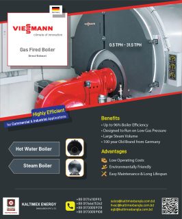 𝗩𝗶𝗲𝘀𝘀𝗺𝗮𝗻𝗻 – 𝗚𝗮𝘀 𝗙𝗶𝗿𝗲𝗱 𝗕𝗼𝗶𝗹𝗲𝗿 (Direct/Exhaust) from 𝗚𝗲𝗿𝗺𝗮𝗻𝘆

When you choose a Viessmann boiler, you're investing in more than just a heating system, you're embracing reliability and trust. Experience the energy efficiency of gas-fired boilers, supported by a team dedicated to your satisfaction. No surprises, just dependable performance.

𝗛𝗼𝘁 𝗪𝗮𝘁𝗲𝗿 𝗕𝗼𝗶𝗹𝗲𝗿𝘀: 0.09 to 120 MW over a wide range of flow temperatures and operating pressures.

𝗦𝘁𝗲𝗮𝗺 𝗕𝗼𝗶𝗹𝗲𝗿𝘀: 0.5 to 31.5 t/h in single furnace design * Higher custom-designed capacities up to 120 t/h in Double furnace design * Operating pressure up to 130 bar

𝗔𝘂𝘁𝗵𝗼𝗿𝗶𝘇𝗲𝗱 𝗗𝗶𝘀𝘁𝗿𝗶𝗯𝘂𝘁𝗼𝗿 – Kaltimex Energy Bangladesh (Pvt.) Ltd.

𝗛𝗼𝘁𝗹𝗶𝗻𝗲: +88 01714110993 , +88 01766675262 , +88 01730059178 , +88 01730059108

𝗘𝗺𝗮𝗶𝗹: sales@kaltimexbangla.com.bd ; hvac@kaltimexbangla.com.bd ; egb@kaltimexbangla.com.bd

𝘄𝘄𝘄.𝗸𝗮𝗹𝘁𝗶𝗺𝗲𝘅𝗯𝗮𝗻𝗴𝗹𝗮.𝗰𝗼𝗺.𝗯𝗱

#kebd #kaltimexenergy #kaltimex #boiler #hvac #viessmann