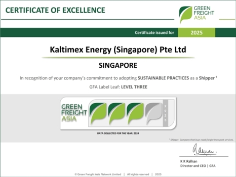 Green Freight Asia’s (GFA) Certificate of Excellence Award 2025